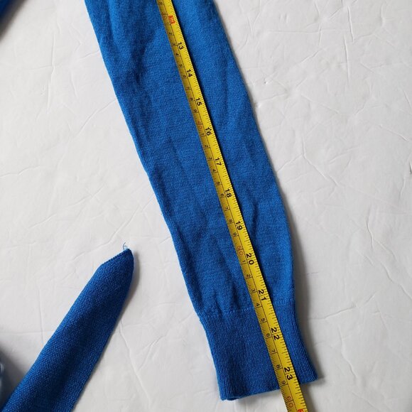 Ann Taylor Merino Wool Tie Front V-Neck Long Sleeve Blue Wrap Sweater - Picture 9 of 10